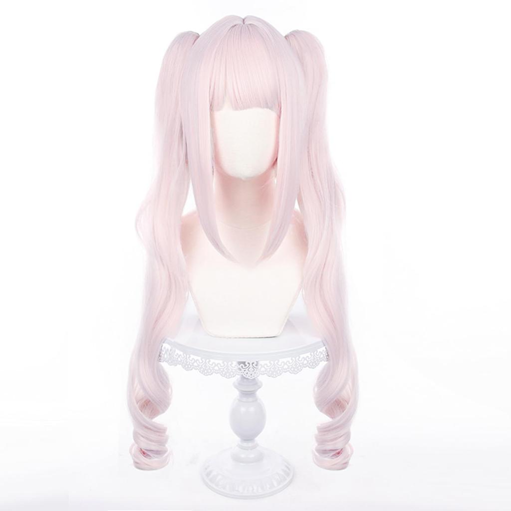 Light Pink Long Twin Tail Vertical Roll Full Wig Game Cosplay Wig Heat Resistant Wig Wig Costume Comiket Event Halloween Christmas School Festival