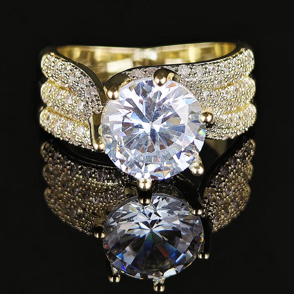 10MM Cubic Zirconia Wedding Bands Ring for Women Luxury Crystal CZ Ring Engagement Accessories New Arrival Trendy Jewelry