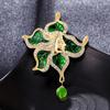 New High-end Light Luxury Crystal Floral Green Vintage Accessories Brooch