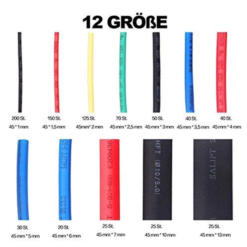 800-Piece Colored PE Heat Shrink Tubing Set