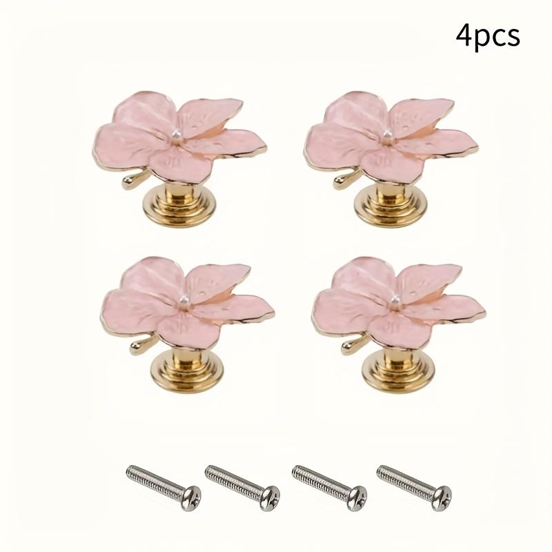 

4 шт. 1,7-дюймовые розовые мебельные ручки – дизайн «Жемчужный цветок», металлические ручки для ящиков из цинкового сплава с масляным покрытием, с крепежными элементами для домашнего декора и промышленной фурнитуры 4pcs розовый