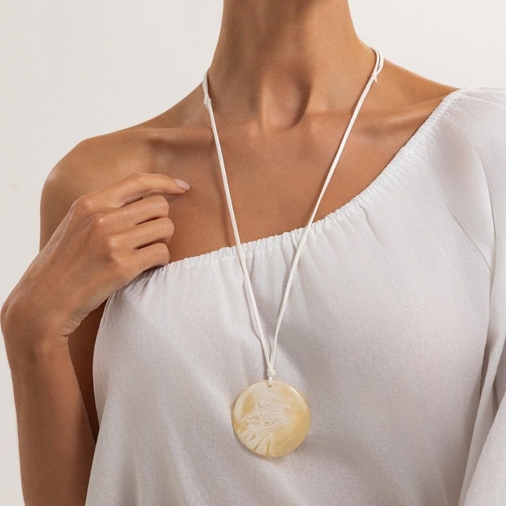 Swirl Dyed Gradient Resin Pendant Adjustable Bohemian Necklace Boho Outfit Styling