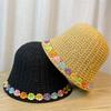Crochet Bucket Hat with Flower Decals Summer Spring Bucket Hat Crochet Floppy Hat for Adult Teen Hat Knitted Sun Hat