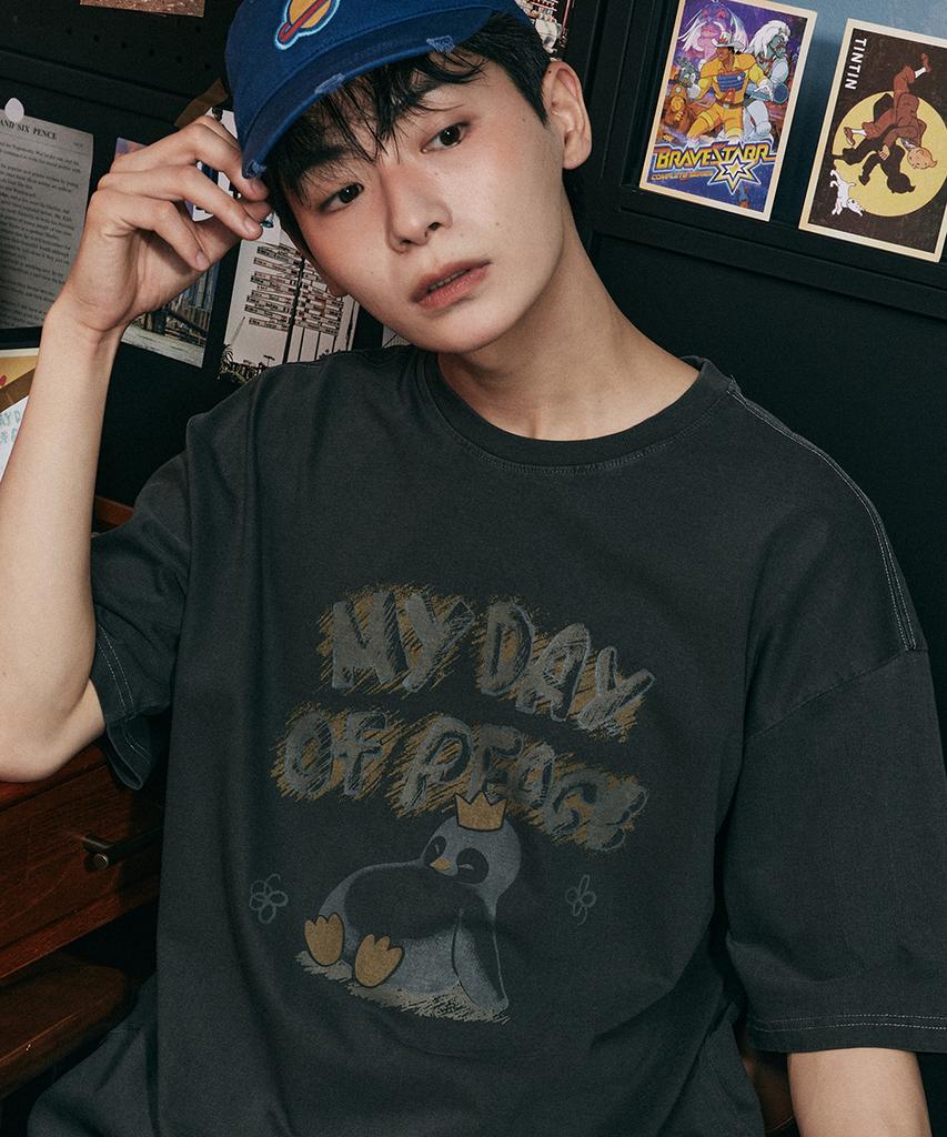 GAKKAI UNIONS My Day Pigment Short Sleeve T-Shirt Charcoal