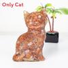 Crystal Cat Resin Decor With Fortune Symbol For Office Desk Enhancements