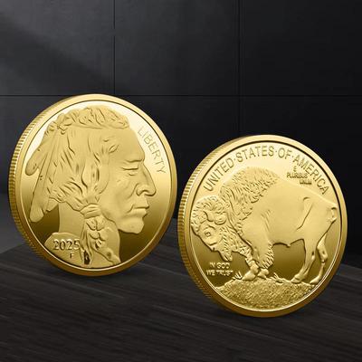 Moedas Comemorativas Multianuais Indianas 2019-2025 Moedas Banhadas a Ouro Búfalo Americano Moedas Medalha Comemorativa