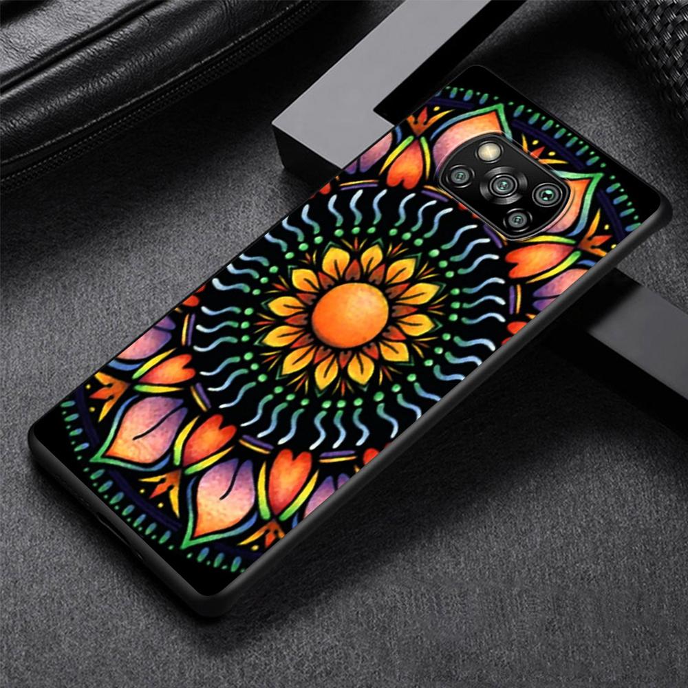 Blue Totem Flower Mandala Case for Xiaomi Poco X5 X3 NFC X4 Pro 5G F4 GT M5 M5s F3 Pocophone F1 Black Soft Phone Cover Mi 13 12T
