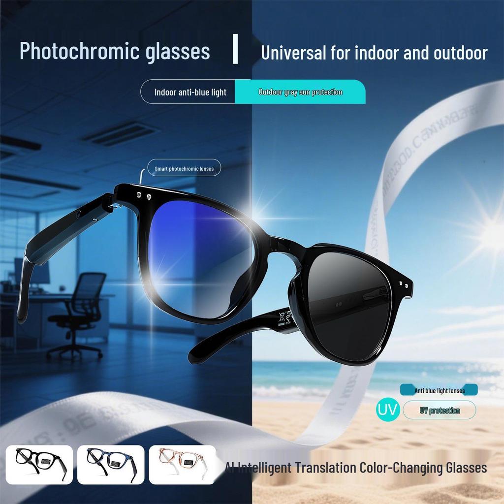 AI Bluetooth Smart Sunglasses with Music, Call, Voice Assistant, and Cross-Border Translation Features
