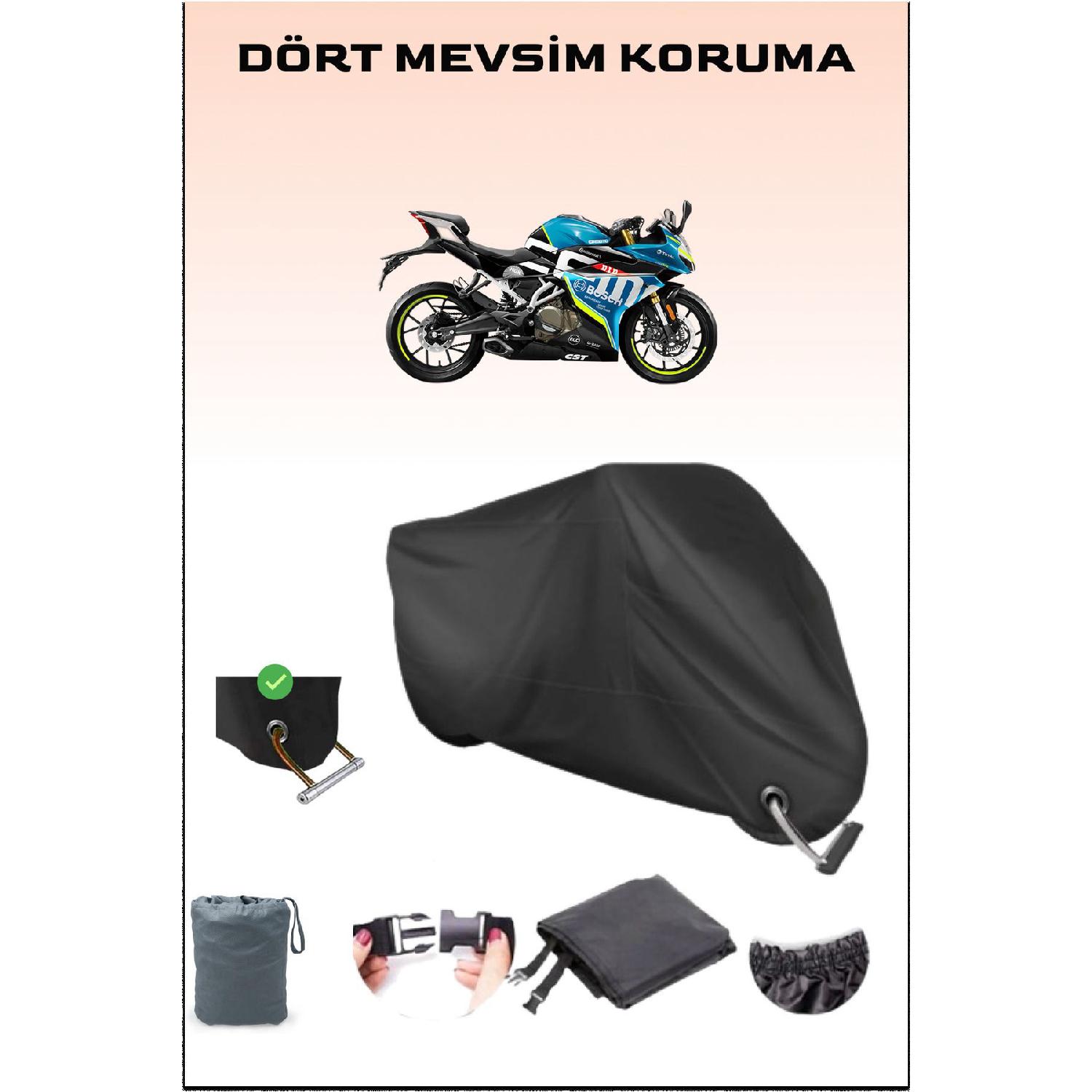 

Black Motorcycle Tarpaulin With Lock Compatible For Cfmoto 250sr, Secure, Waterproof