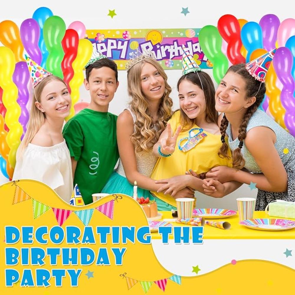 100 Vibrant Spiral Latex Balloons—perfect for Joyful Celebrations, Holiday Decorations, and Adding A Touch of Fun To Home Decor!