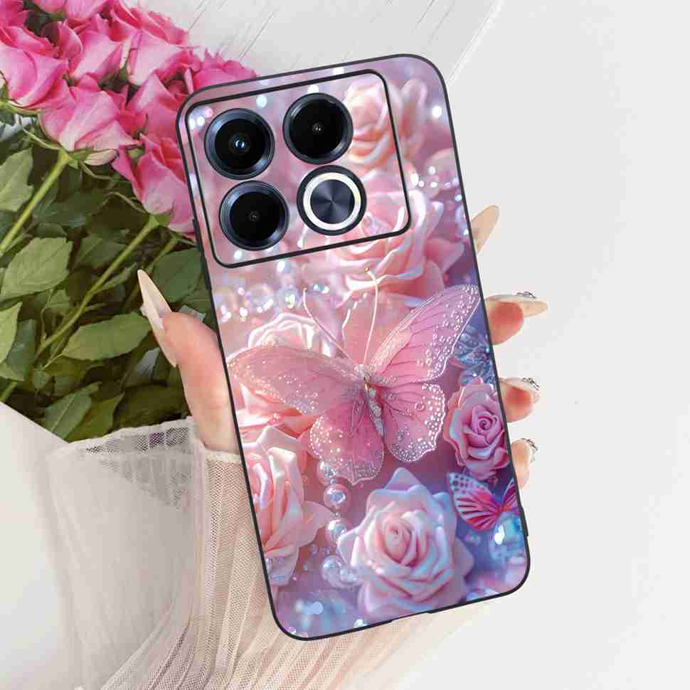 Colorful Butterfly Fashion For Infinix Note 40 5G X6852 Case Silicone TPU Black Cover For Infinix Note40 5G Bumper Shell Fundas