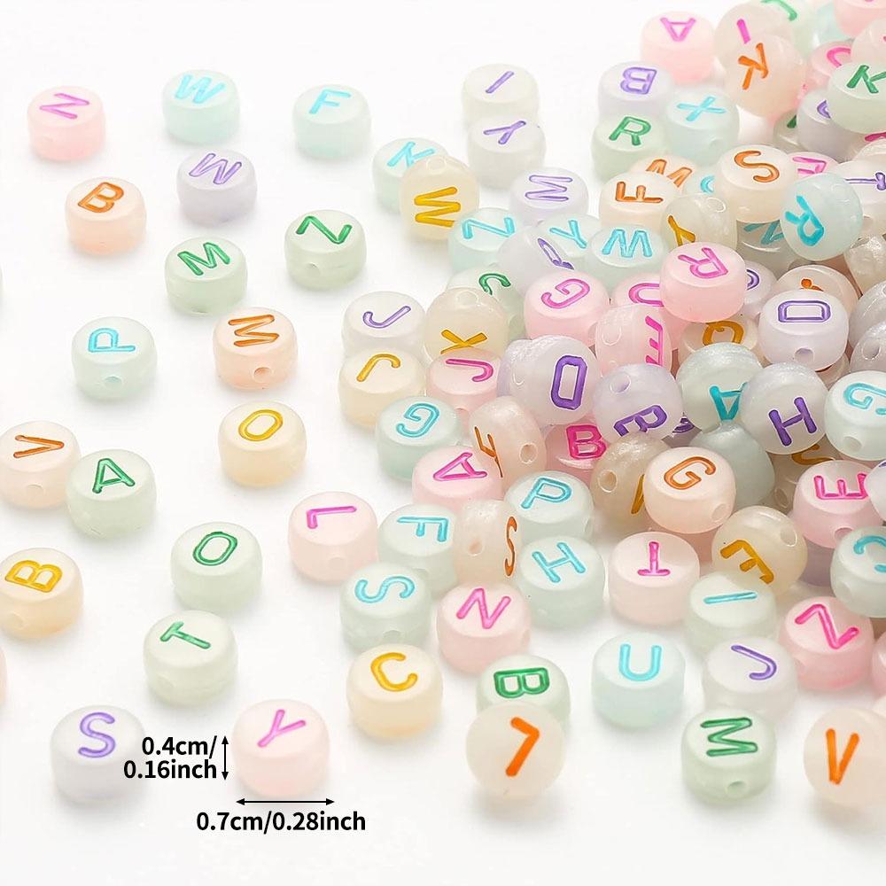 100/300/500 Letter Bead Luminous Acrylic Letter Bead Round 4X7mm Letter Bead Jewelry Discovery DIY Bracelet Necklace Craftsmanship Effect