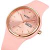 SKMEI Women's Silicone Waterproof Sports Watch Cute Simple Casual Design with Date and Day Display Pink