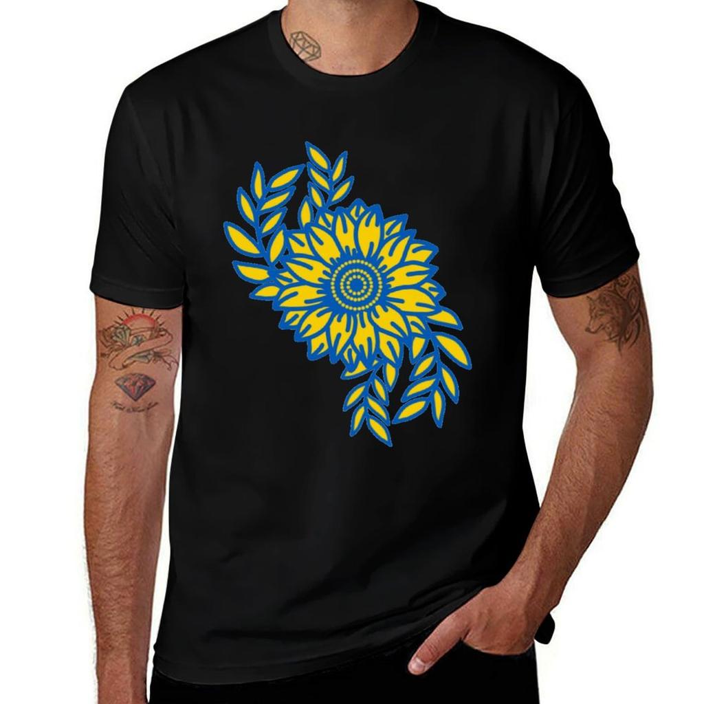 Ukraine Sunflower And Olive Branch Tshirt Uv Protection Outdoor Tee Shirt