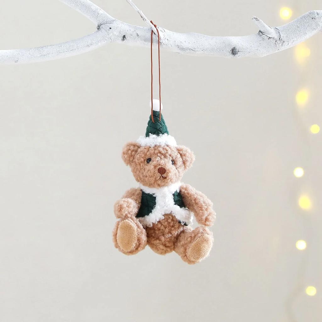 2pcs Cute Christmas Bear Pendants, Christmas Decorations, Holiday Gifts, Christmas Tree Pendants, Bear Gift Figurines