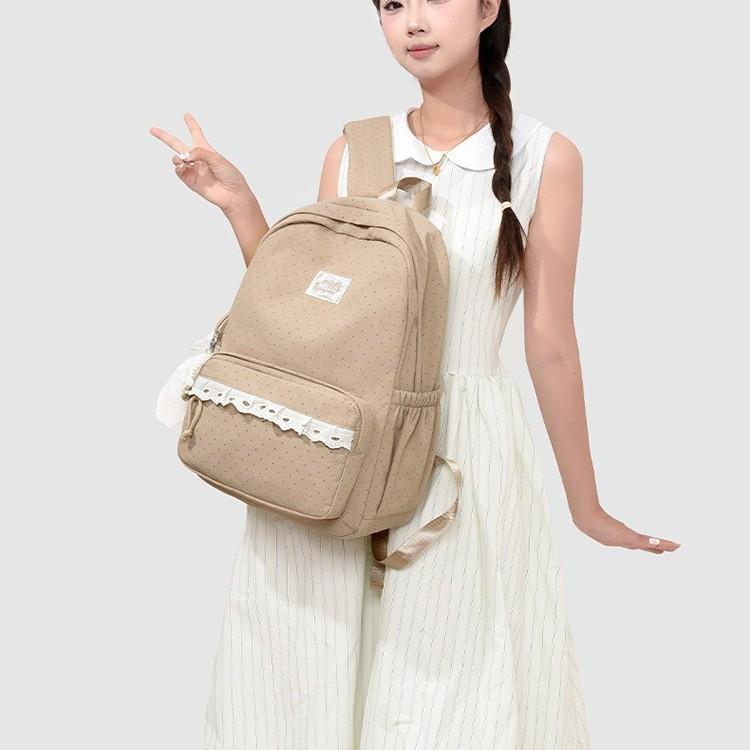 Schoolbag wholesale new schoolbag female Korean ins polka dot girl lace high value large capacity junior high school backpack