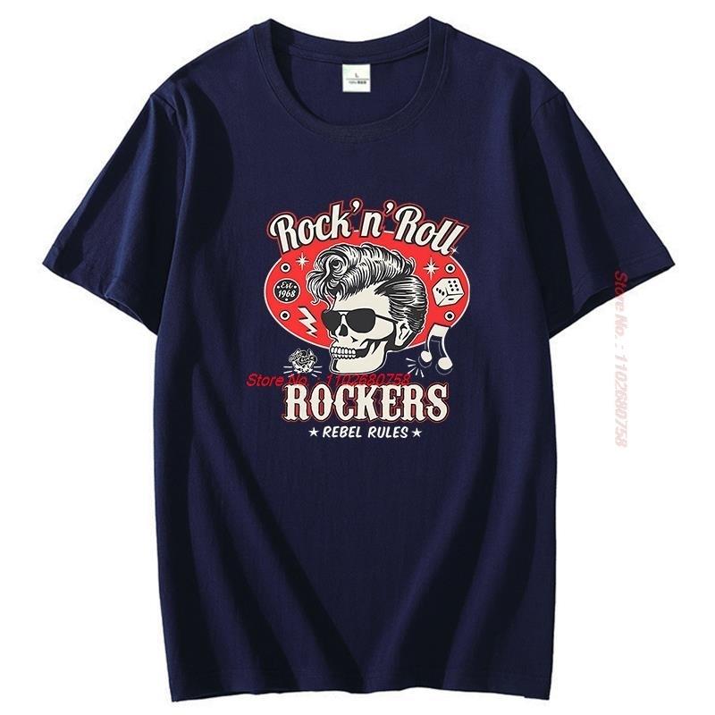 Rockabilly Rock And Roll Funny Graphic T Shirts Skull Dice Rockers Cotton Short Sleeve Tshirt Summer New In Tops And Tshirts