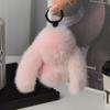 Cute Fluffy Rabbit Ring Plush Pompon Bunny Bag Pendant For Girls Car Jewelry Gifts Bag Charm