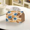 1pc 2D Printed Tropical Floral and Brown Leaf Style Tissue Box, Polyester Material, Large Size, Suitable for Vacation/Hotel/Restaurant/Living Room, 2D