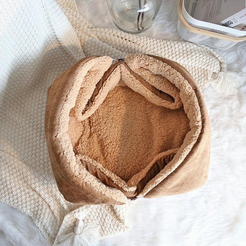 2 v 1 Skládací podložka pro mazlíčky Teplá postel pro mazlíčky Bouda pro mazlíčky Nadýchaný pohodlný polštář pro mazlíčky