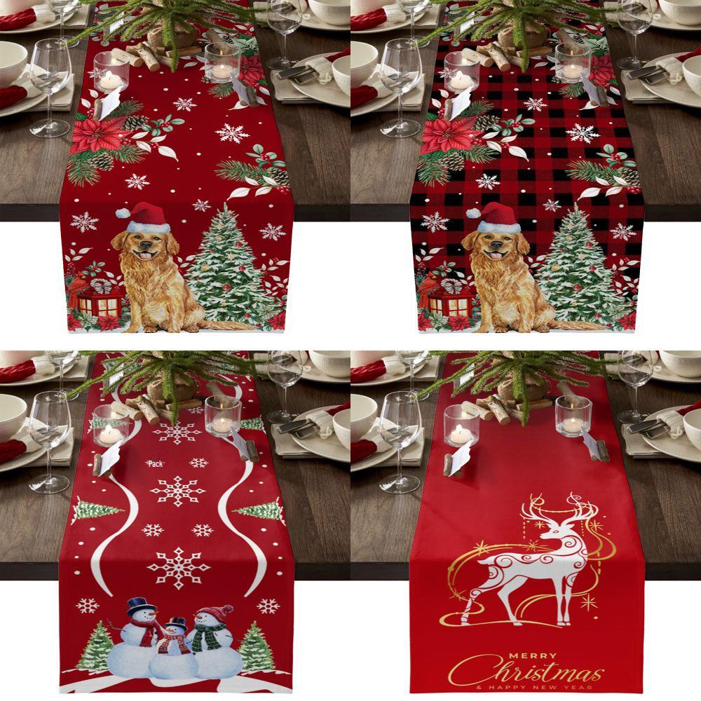 Red Buffalo Plaid Farmhouse Table Runner: Christmas Truck Design for Dining Table Décor