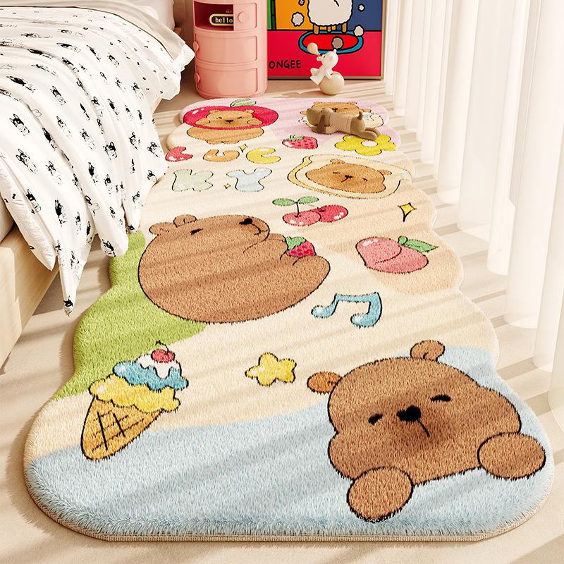 

Ковер у кровати с рисунком из мультфильма, толстый, антипадающий, ковер для спальни, охлаждающий и согревающий домашний ковер 60 * 160cm