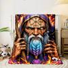 Mystical Wizard with Runes and Raven print blanket soft and cozy perfect for the living room bed sofa or a nap,gift