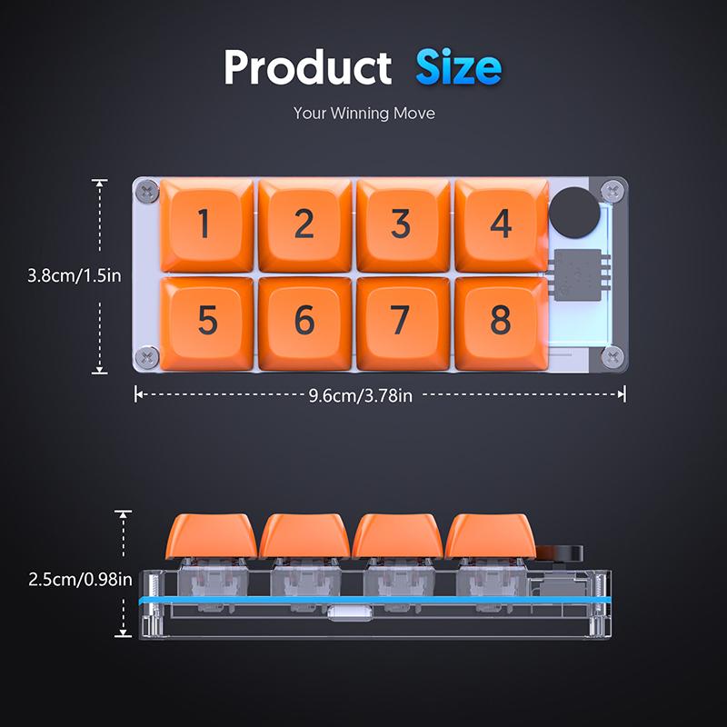 8 Key Shortcut Macro Programmable Fully Hot Swappable Mechanical Switch Gaming Mini Keyboard One-Piece Computer Accessories