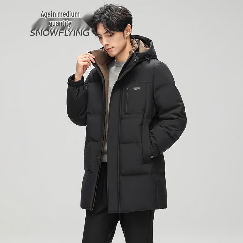 Snowflying Men s Mid-Length Thickened Down Jacket X40145447F XL чёрный