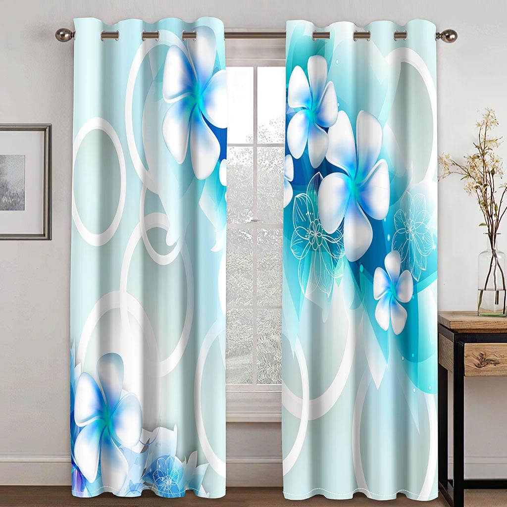 Tree Silhouette Abstract Circle FlowerWindow Curtains Blinds For Living Room Bedroom Bathroom Kicthen Office Door Home Decor2Pcs