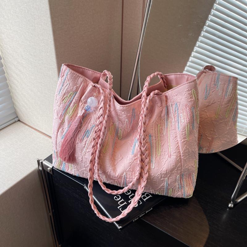 Large Capacity Fashionable Tote Bag For Women With Stylish Design And Versatile Use In Black Beige Yellow Blue And Pink