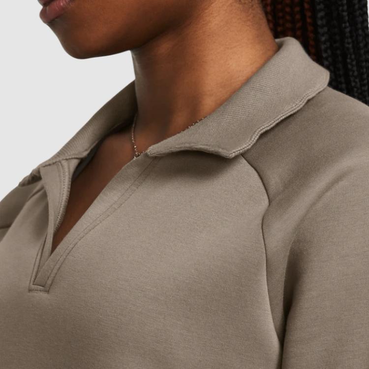 Under Armour UA Unstoppable Solid Color Short Pullover Long Sleeve Sweatshirt Women Sweatshirt Khaki 1382746-200