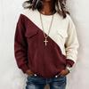 Women's Color Block Long Sleeve Casual Cargo Pocket Sweatshirt
