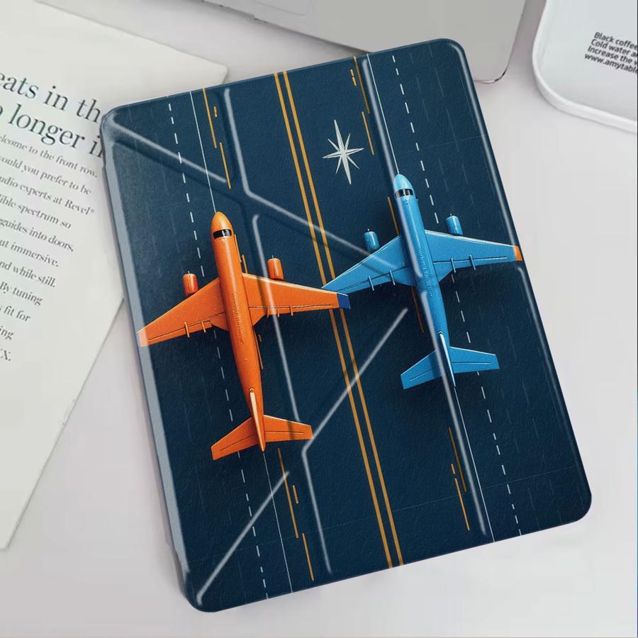 Dual Plane Aircraft Runway Tablet Case For iPad Pro 11th 10th 9th 8th 7th 12.9inch Mini 6 7 Pro 2025 Air 4 5 M3 M2 1 2 M4 11inch