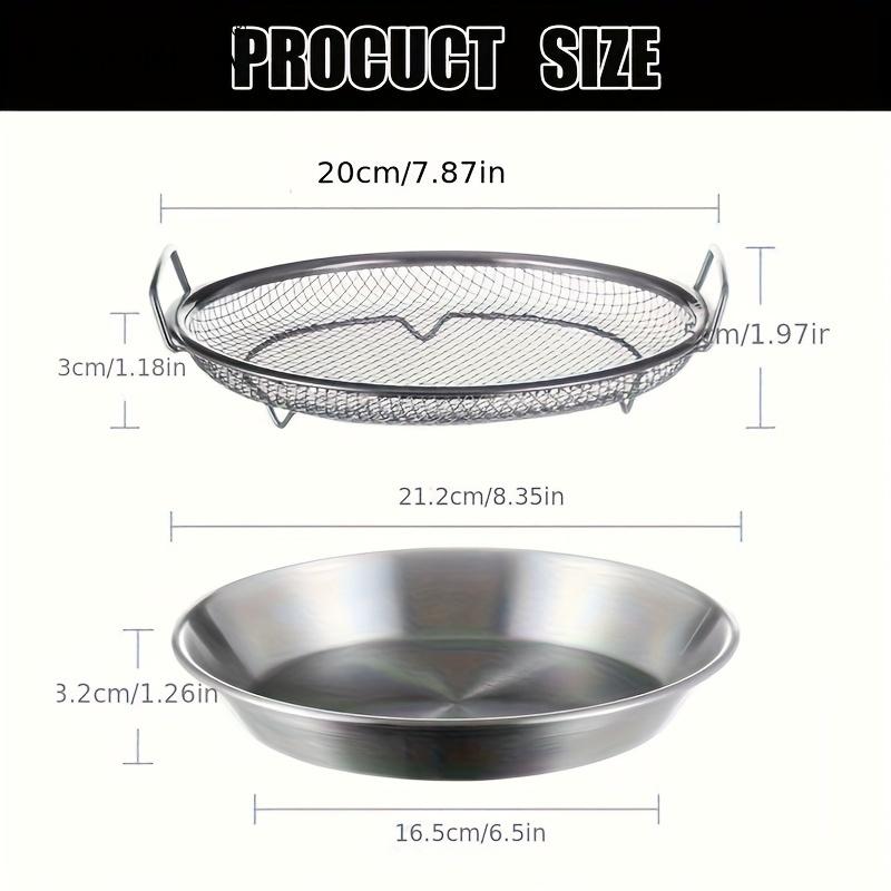 Polished Stainless Steel Oil Filter Tray, Reusable Round Mesh Basket for Frying/Grilling,All-Season Kitchen Strainer with Handle