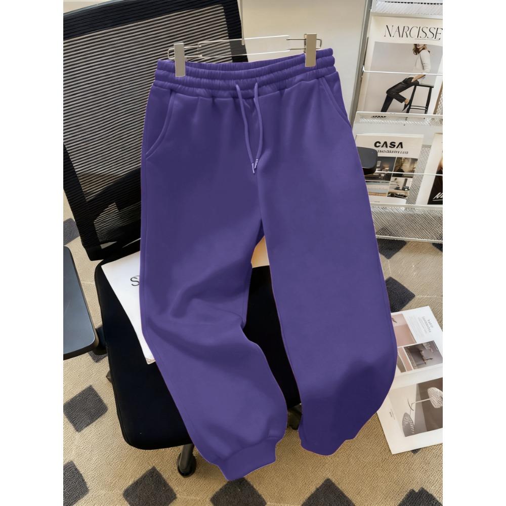 Autumn Solid Color Woman Sweatpants Colorful Street Dance Sportpants Y2K Drawstring Long Pants Fleece Jogging Pant