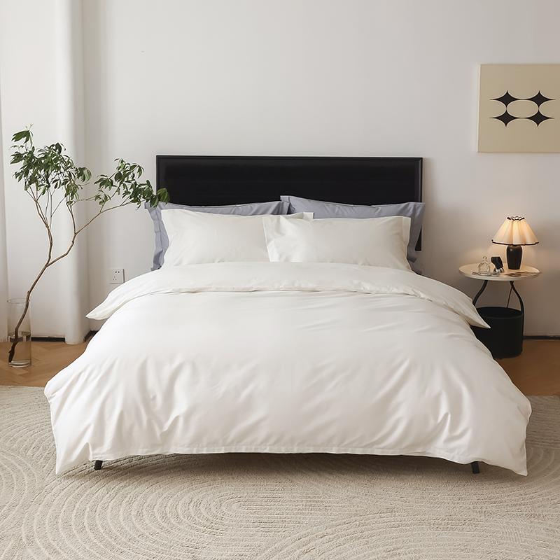 Solid Simple 100% Long-staple Cotton Bedding Set New Soft Skin-friendly Queen Duvet Cover Set with Sheet Quilt Cover Pillowcases