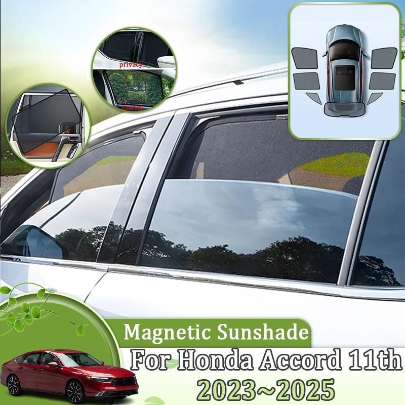 For Honda Accord 11th CY 2024 2025 Magnetic Mesh Sun Sunshade Windshield Heat Ulating Visor Anti-UV Tool Car Accessories