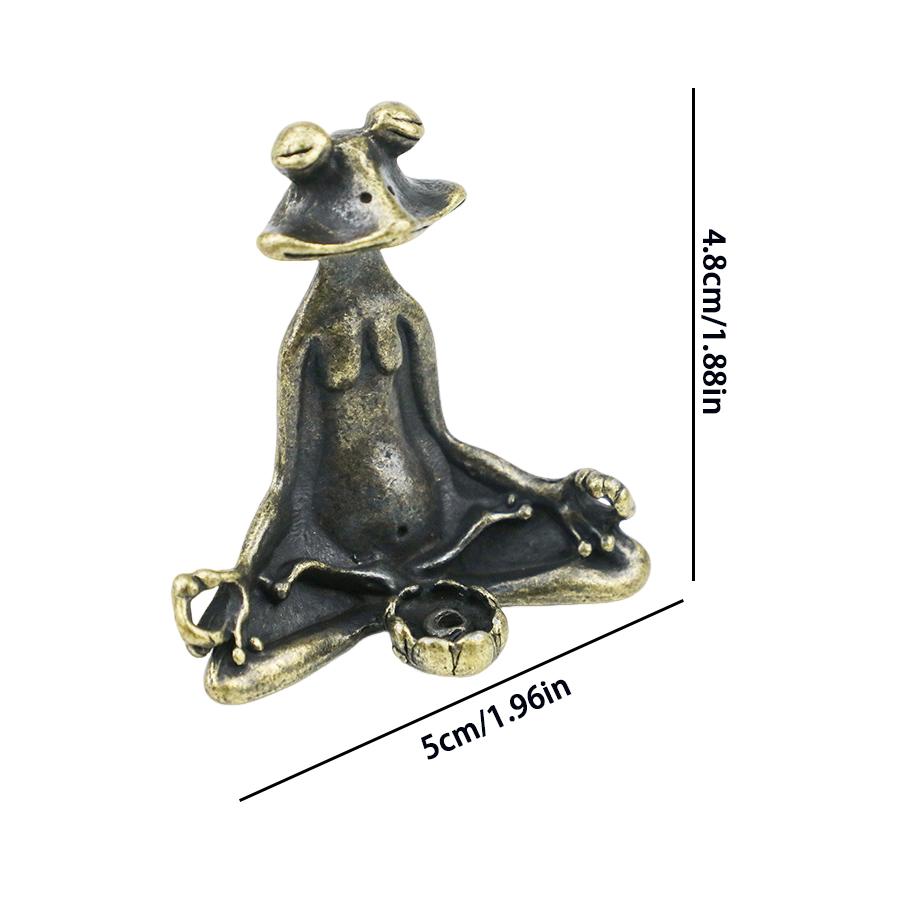 Adornos de rana zen con receptáculo de incienso de cobre retro, adornos de rana de cobre puro macizo para mascotas de té