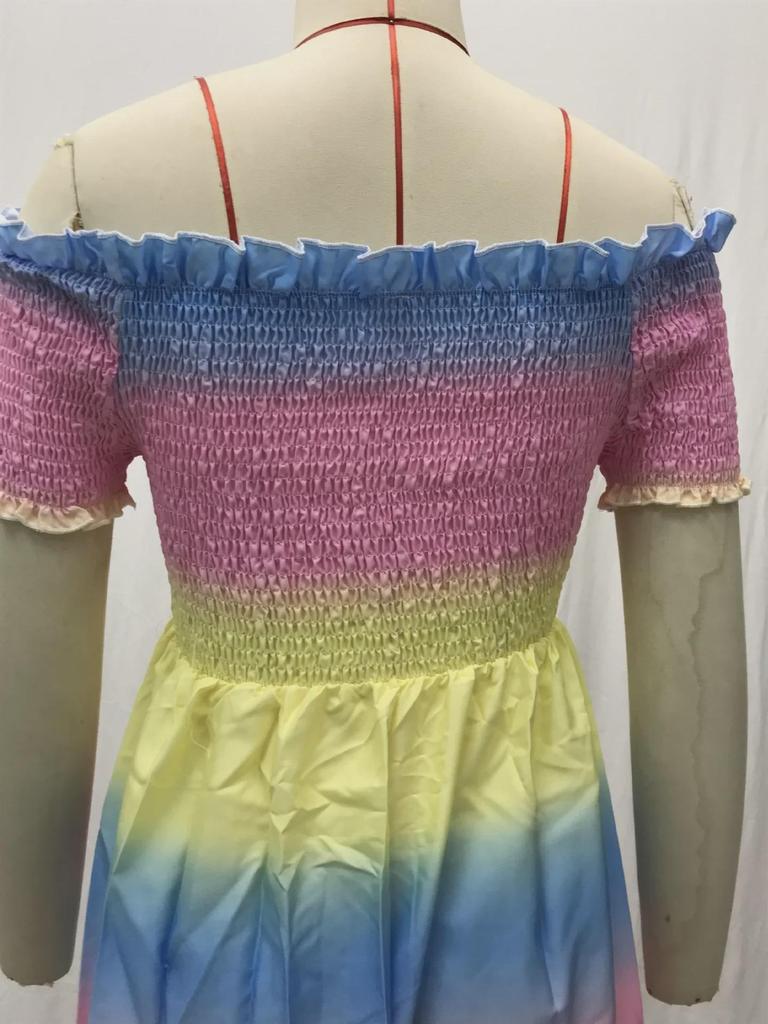 Vestido asimétrico de un solo hombro y manga corta con estampado digital (2025 Estilo europeo y americano)