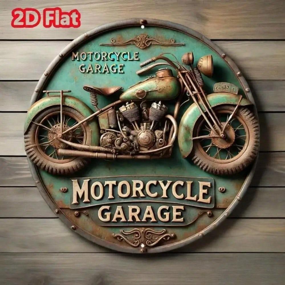 Vintage Motorcycle Metal Tin Sign 2D Round Wall Art Home Bar Decor Gift