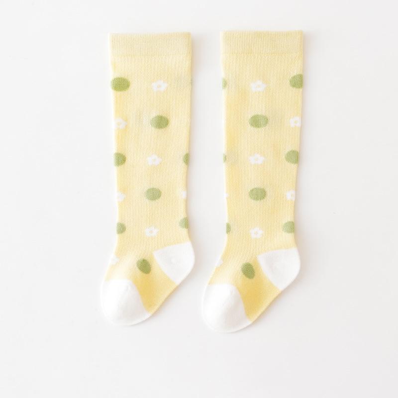

Милые летние детские длинные носки, тонкие дышащие сетчатые антимоскитные чулки для малышей, хлопковые солнцезащитные носки для младенцев выше колена L жёлтый