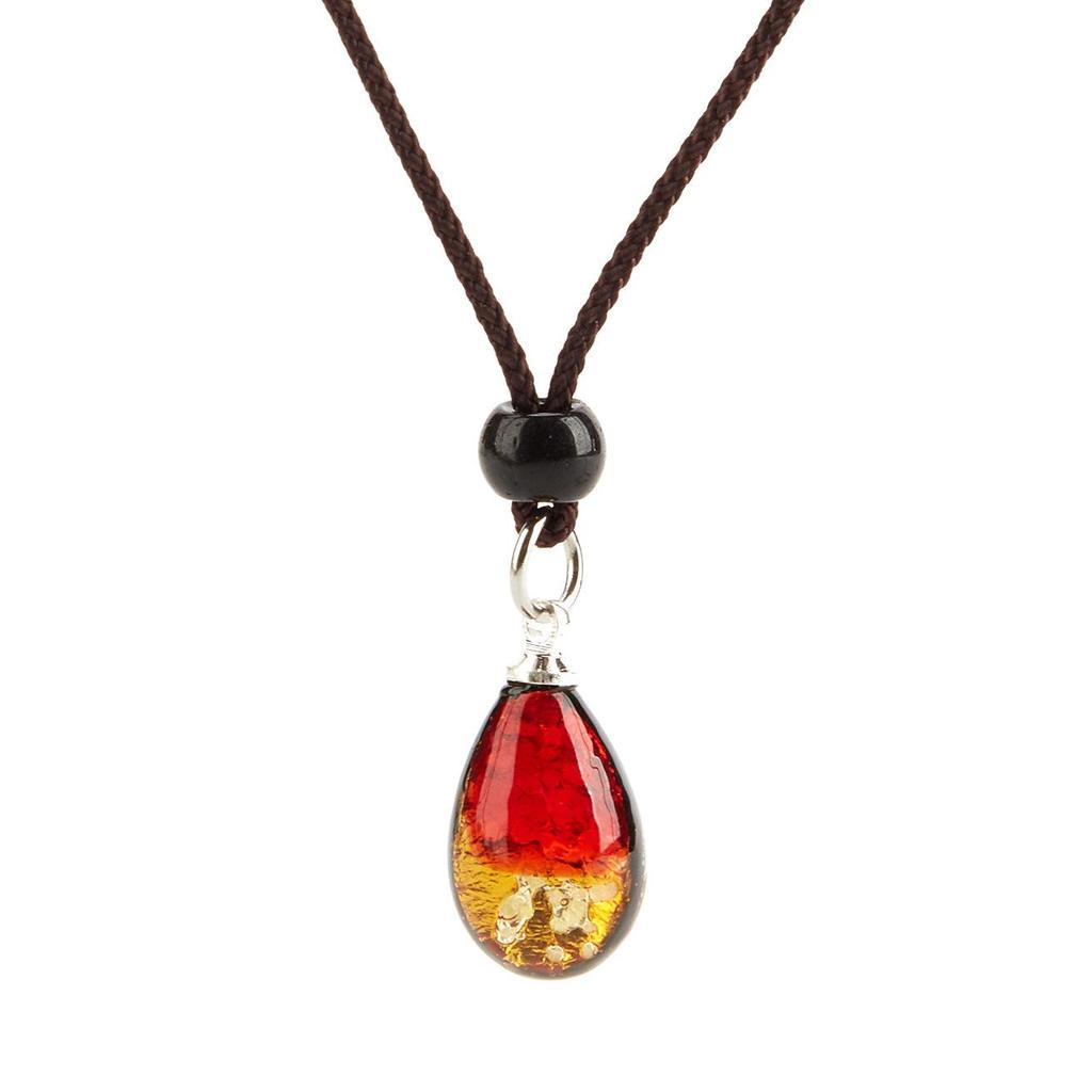 Ręcznie robiony szklany naszyjnik z zawieszką w kształcie świetlika i fluorescencyjnej kropli wody dla kobiet