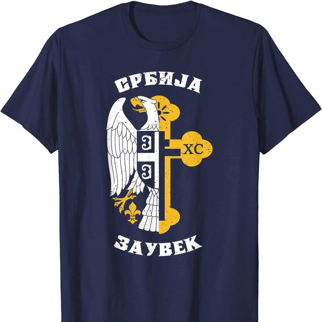 Serbian Flag Eagle Orthodox Cross Gift TShirt 100 Cotton ONeck Summer Short Sleeve Casual Mens Tshirt Size S3XL
