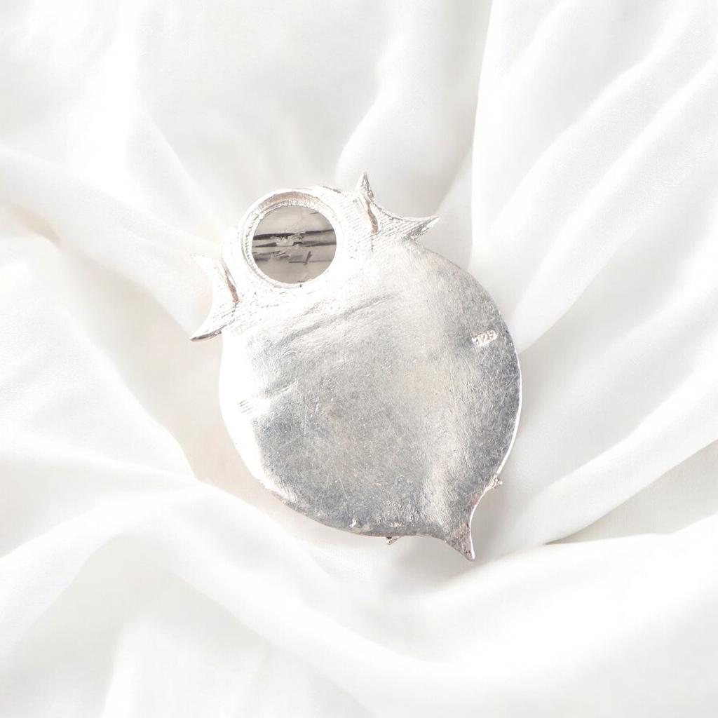 Antique Black Rutile Crystal 925 Sterling Silver Oxidized Pendant Jewelry 1.63" CP-22-25