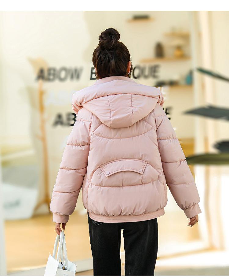 Women’s Short Hooded Windproof Thicken Warm Winter Jacket With Raglan Sleeves