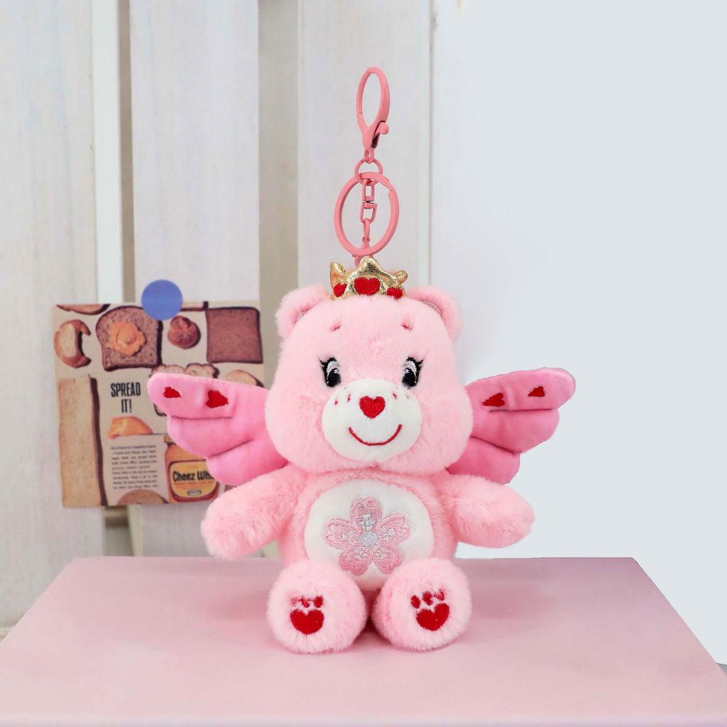 Care Bears Cute Angel Wings 15cm Plush Keychain Stuffed Doll Pendant Kawaii Bag Charm Luggage Accessory Soft Stuffed Animal Key