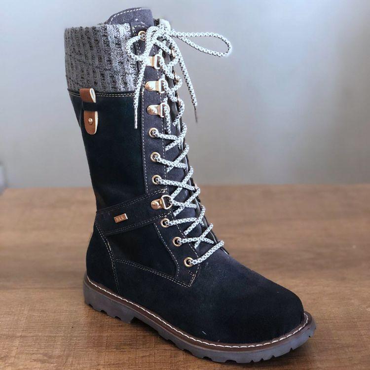 

2025 new autumn and winter round head low-heeled wool mouth side zipper medium boots 43 коричневий