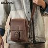 Retro Cowhide Messenger Bag Casual Multi-function Shoulder Bag Buckle Anti-theft Commuter Mobile Phone Bag Classic Men's Bag