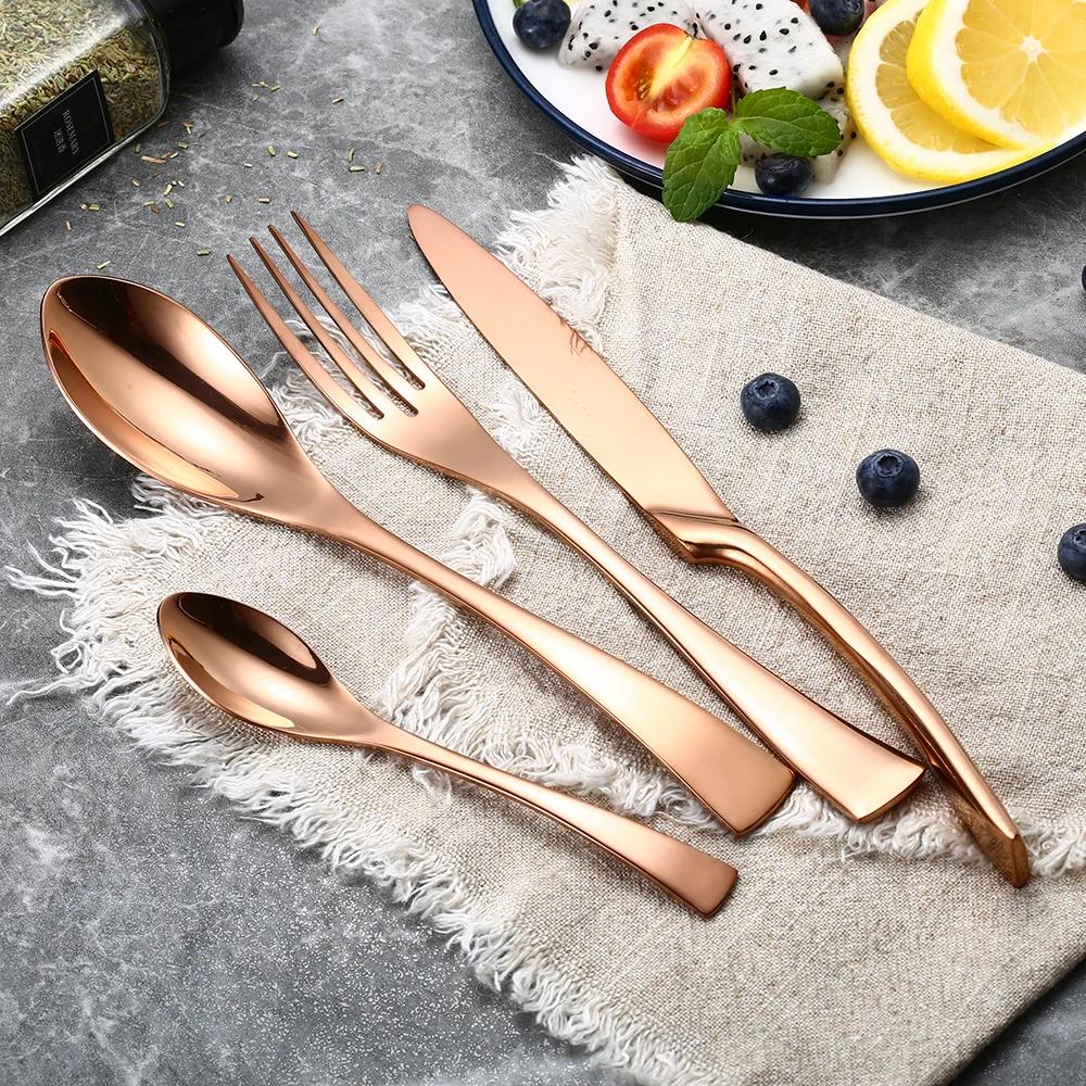 24-teiliges 18/10 Edelstahl Besteckset Schweres Besteck Silberwarenset Luxusmesser Gabel Löffel Geschirr Spülmaschinenfest